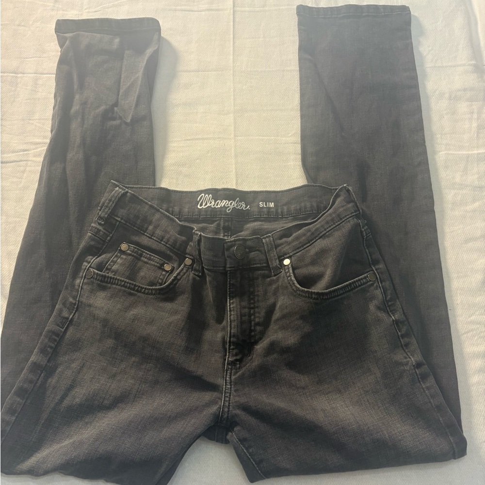 Wrangler Slim Fit Black Jeans 30x32 Dark Wash Straight Leg